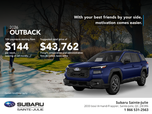 Get the 2026 Outback today!