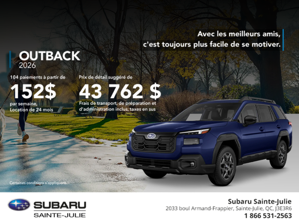 Procurez-vous le Outback 2026!