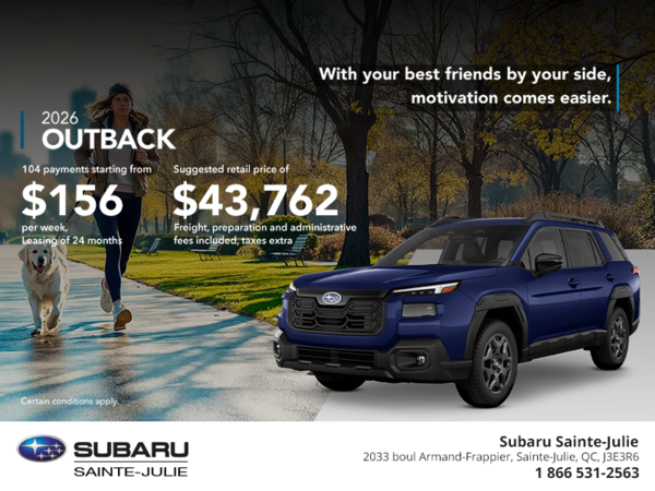Get the 2026 Outback today!