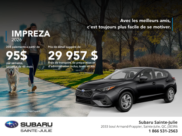 Procurez-vous la Impreza 2026!