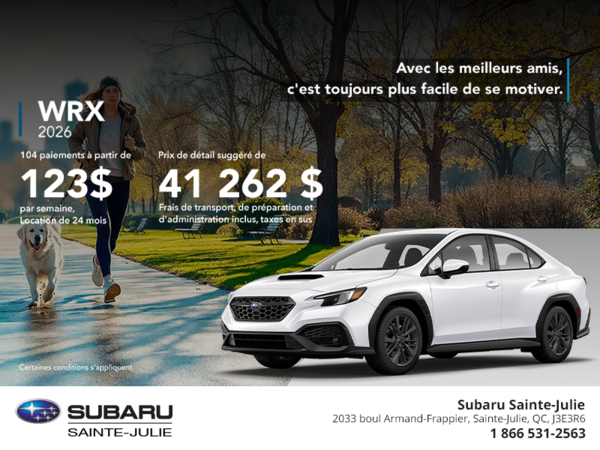 Procurez-vous la WRX 2026!