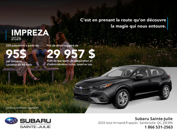 Procurez-vous la Impreza 2026!