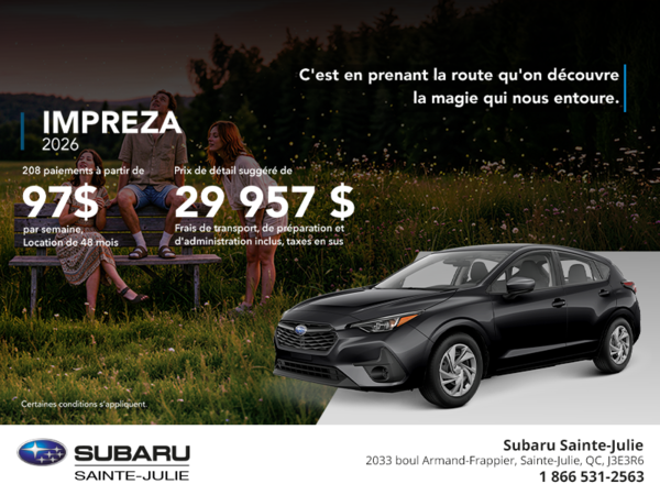 Procurez-vous la Impreza 2026!