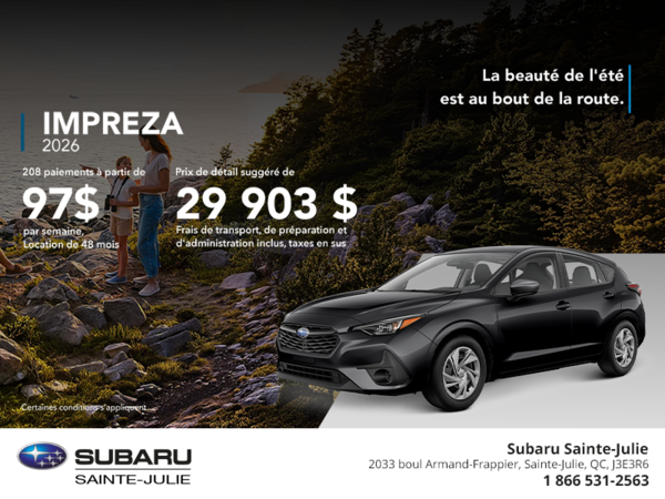 Procurez-vous la Impreza 2026!