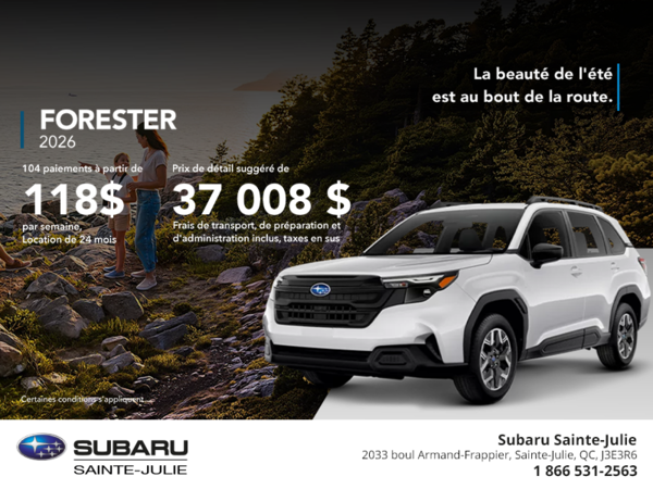 Procurez-vous le Forester 2026!