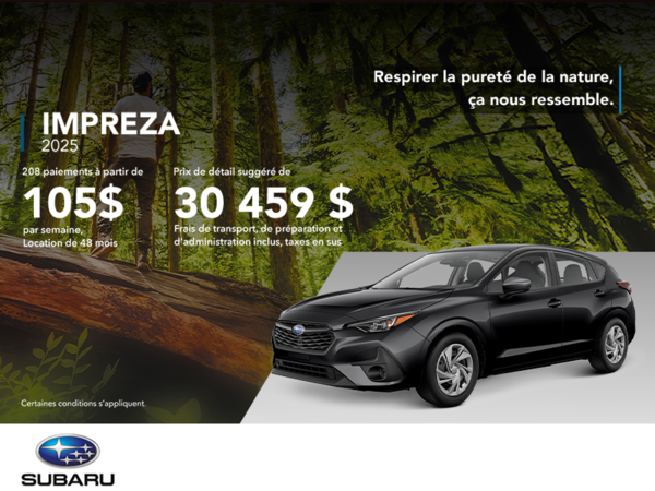 Procurez-vous la Impreza 2025!