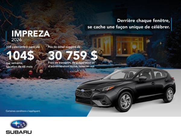 Procurez-vous la Impreza 2026!
