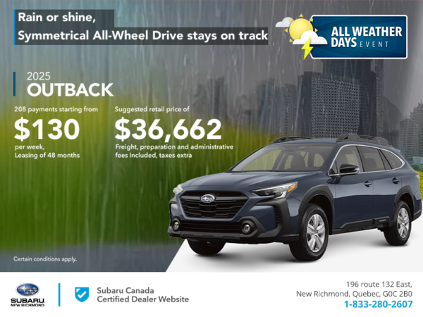 Get the 2025 Outback today!