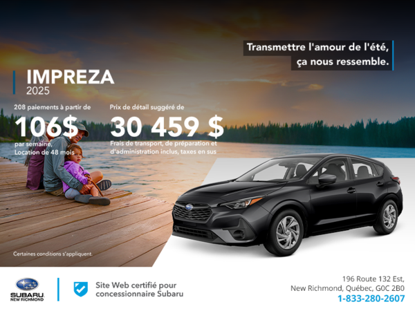 Procurez-vous la Impreza 2025!