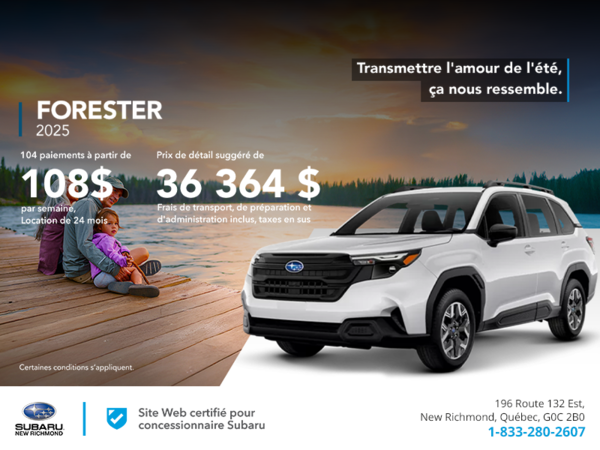 Procurez-vous le Forester 2025!