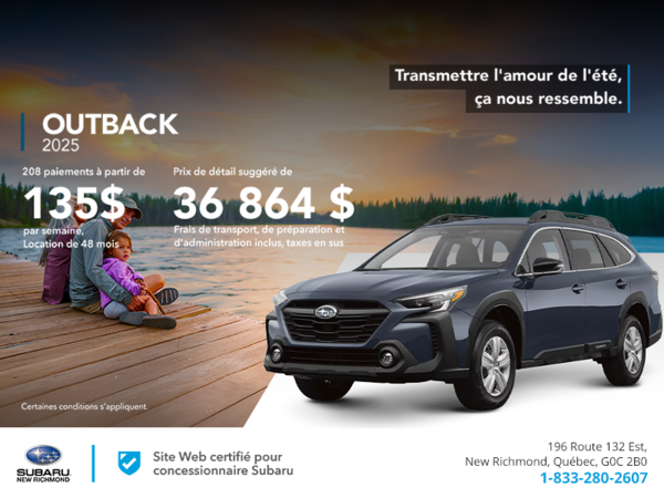 Procurez-vous le Outback 2025!