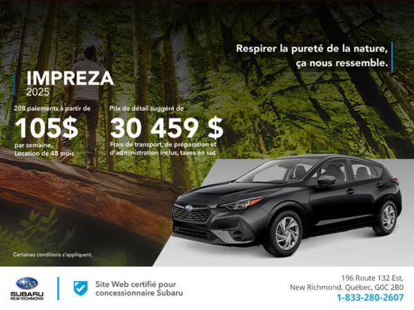 Procurez-vous la Impreza 2025!