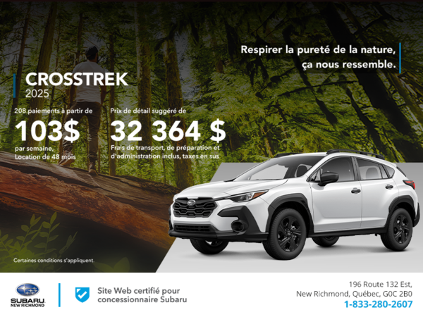 Procurez-vous le Crosstrek 2025!