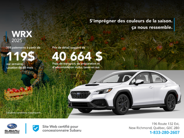 Procurez-vous la WRX 2025!