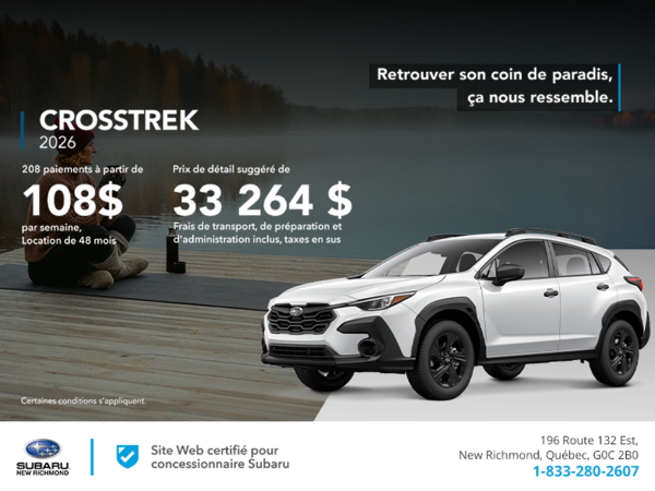 Procurez-vous le Crosstrek 2026!