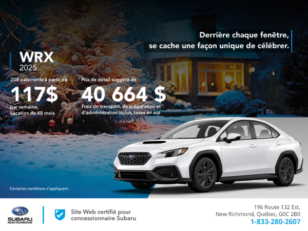 Procurez-vous la WRX 2025!