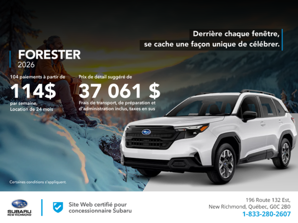 Procurez-vous le Forester 2026!