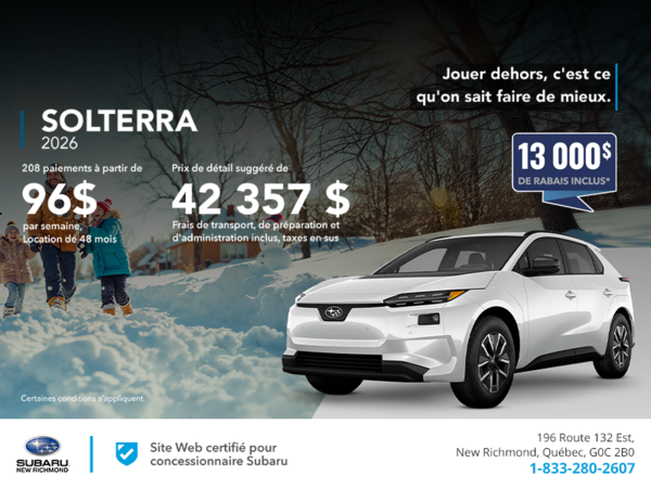 Procurez-vous le Solterra 2026!