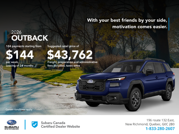 Get the 2026 Outback today!