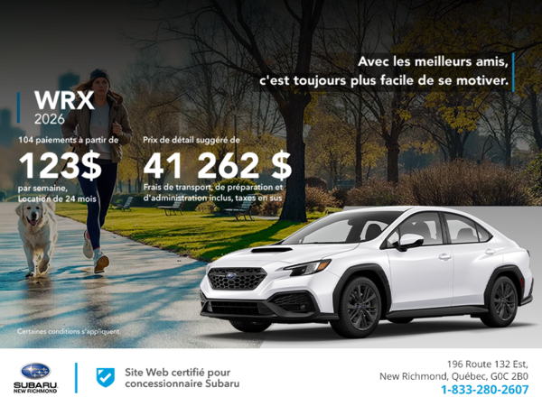 Procurez-vous la WRX 2026!