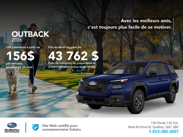 Procurez-vous le Outback 2026!