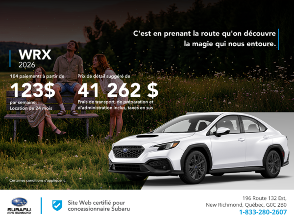 Procurez-vous la WRX 2026!
