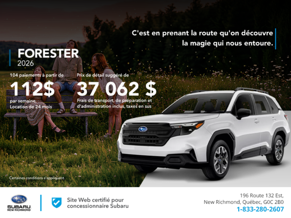 Procurez-vous le Forester 2026!