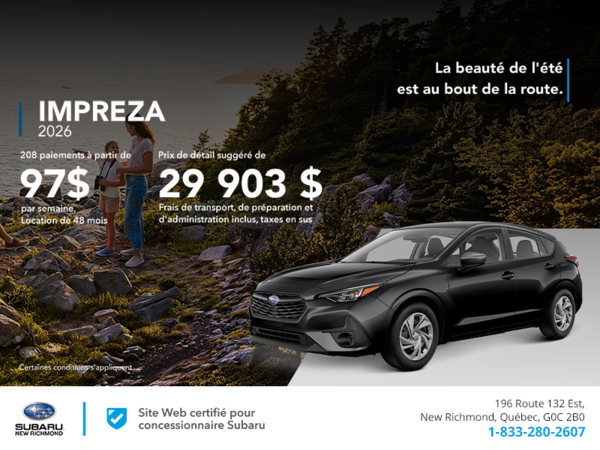 Procurez-vous la Impreza 2026!