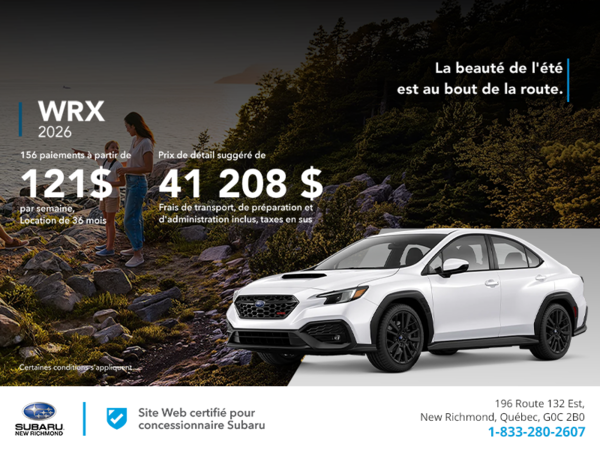 Procurez-vous la WRX 2026!