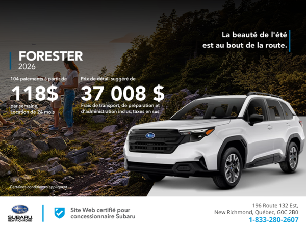Procurez-vous le Forester 2026!