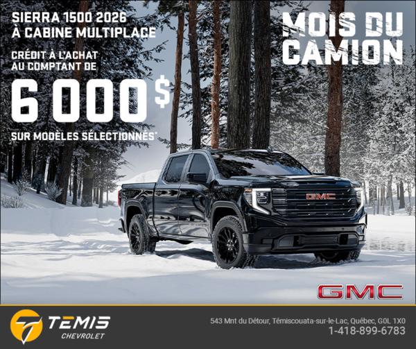 Le GMC Sierra 1500 2026 à Cabine Multiplace