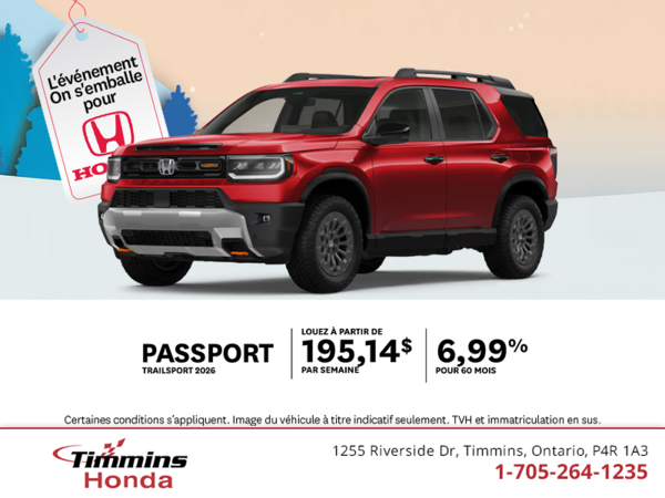 Procurez-vous le Honda Passport 2026!