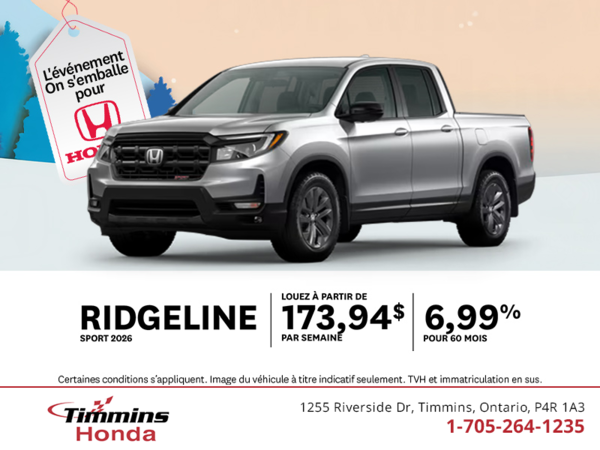 Procurez-vous le Honda Ridgeline 2026 !