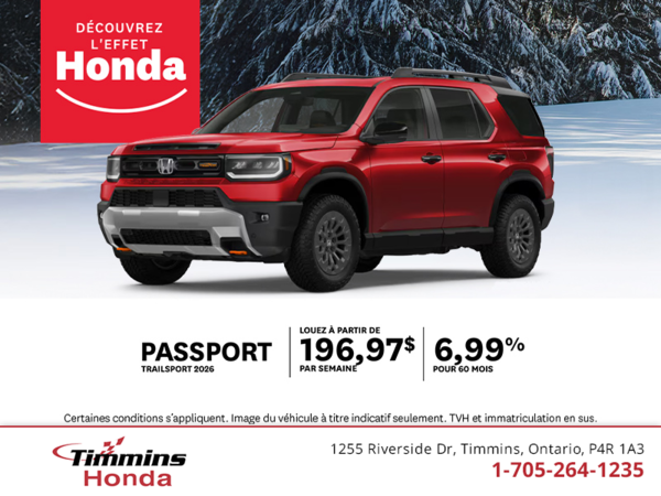 Procurez-vous le Honda Passport 2026!