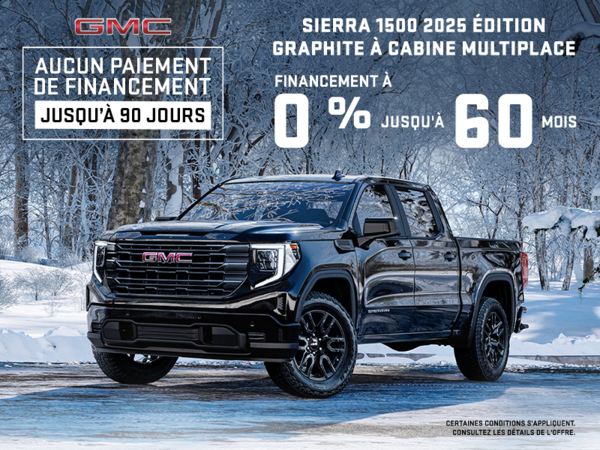 Le GMC Sierra 1500 2025 à cabine multiplace graphite