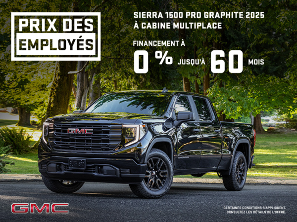 Le GMC Sierra 1500 2025 à cabine multiplace graphite