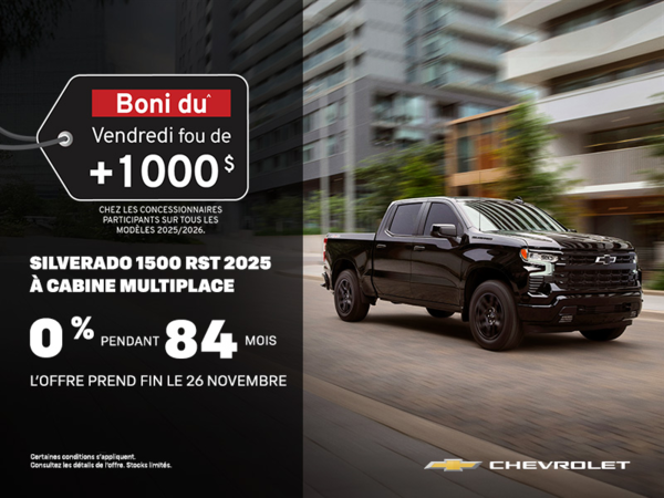 Procurez-vous le Chevrolet Silverado 1500 RST 2025 à cabine multiplace