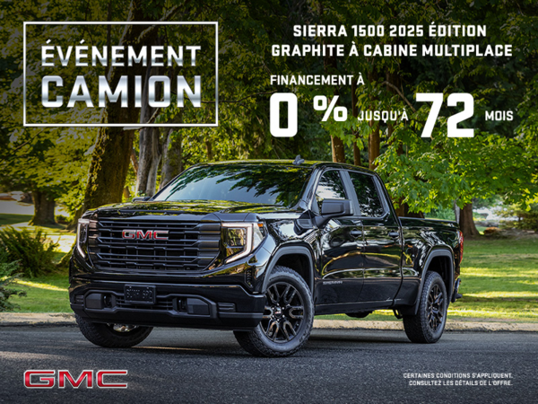 Le GMC Sierra 1500 2025 à cabine multiplace graphite