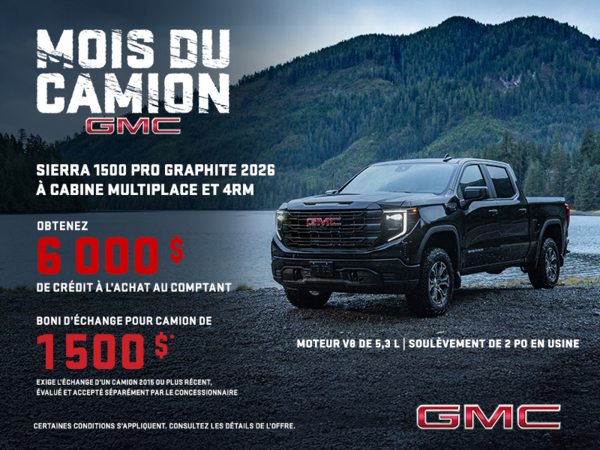 Le GMC Sierra 1500 Pro Graphite à Cabine Multiplace et 4RM