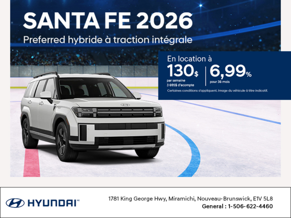Procurez-vous le Hyundai Santa Fe Hybrid 2026