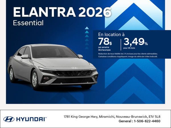 Procurez-vous le Hyundai Elantra 2026