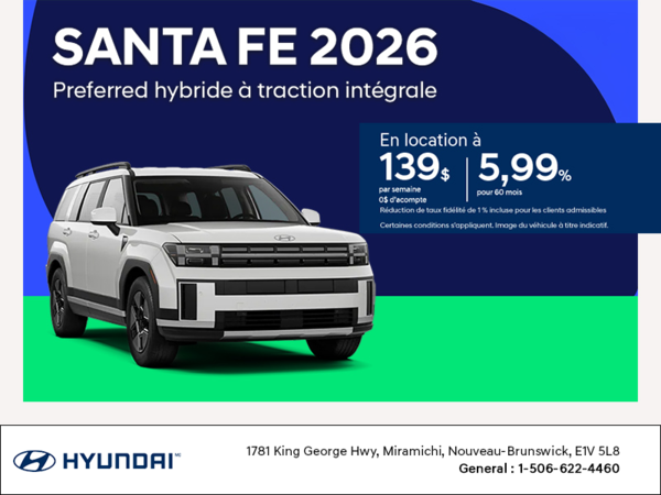 Procurez-vous le Hyundai Stanta Fe Hybride 2026