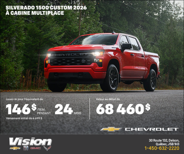 Procurez-vous le Chevrolet Silverado 1500 2026 à cabine multiplace