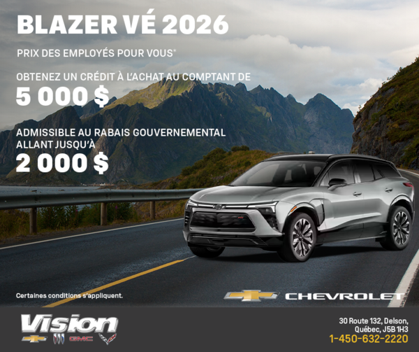 Procurez-vous le Chevrolet Blazer VÉ 2026