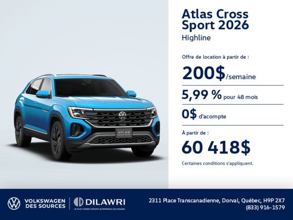 Procurez-vous le Volkswagen Atlas Cross Sport 2026