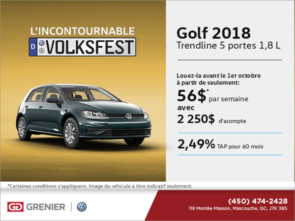 Conduisez la Golf 5 portes 2018 dès aujourd'hui!