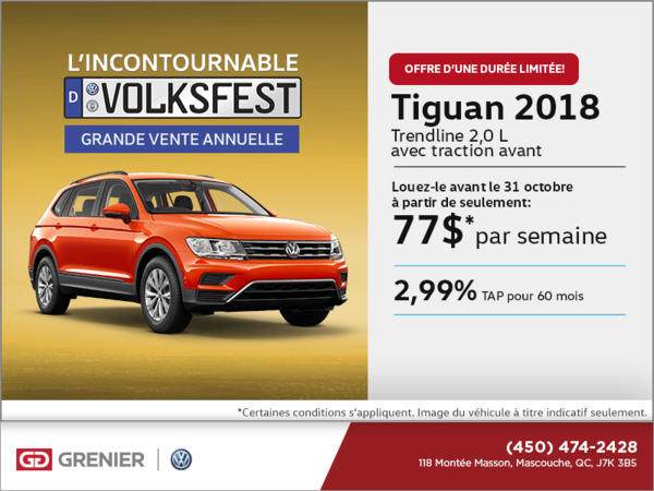 Conduisez le Tiguan 2018 dès aujourd'hui!
