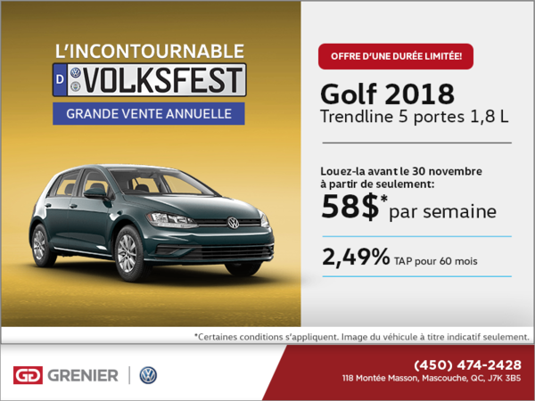 Conduisez la Golf 5 portes 2018 dès aujourd'hui!
