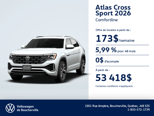 Procurez-vous le Volkswagen Atlas Cross Sport 2026