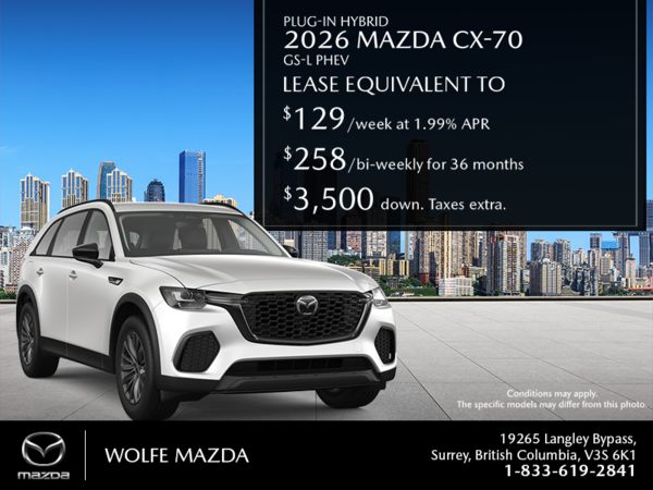 Wolfe Mazda - Get the 2026 Mazda CX-70 Plug-In Hybrid